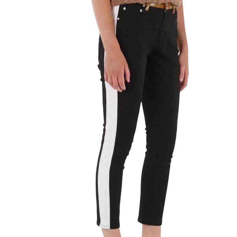 Burberry Jeans Women's 27 Black Tuxedo Stripe Mid Rise Skinny Ankle Denim